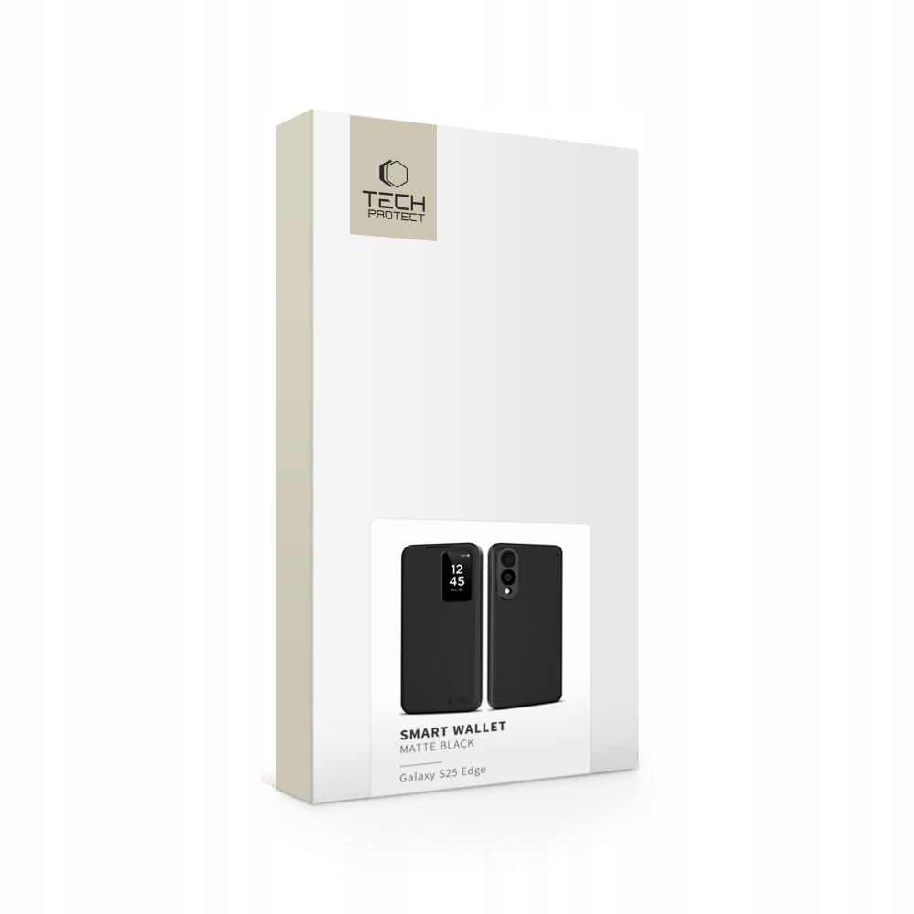 TECH-PROTECT SMART WALLET GALAXY S25 EDGE MATTE BLACK – Eleganckie etui z klapką