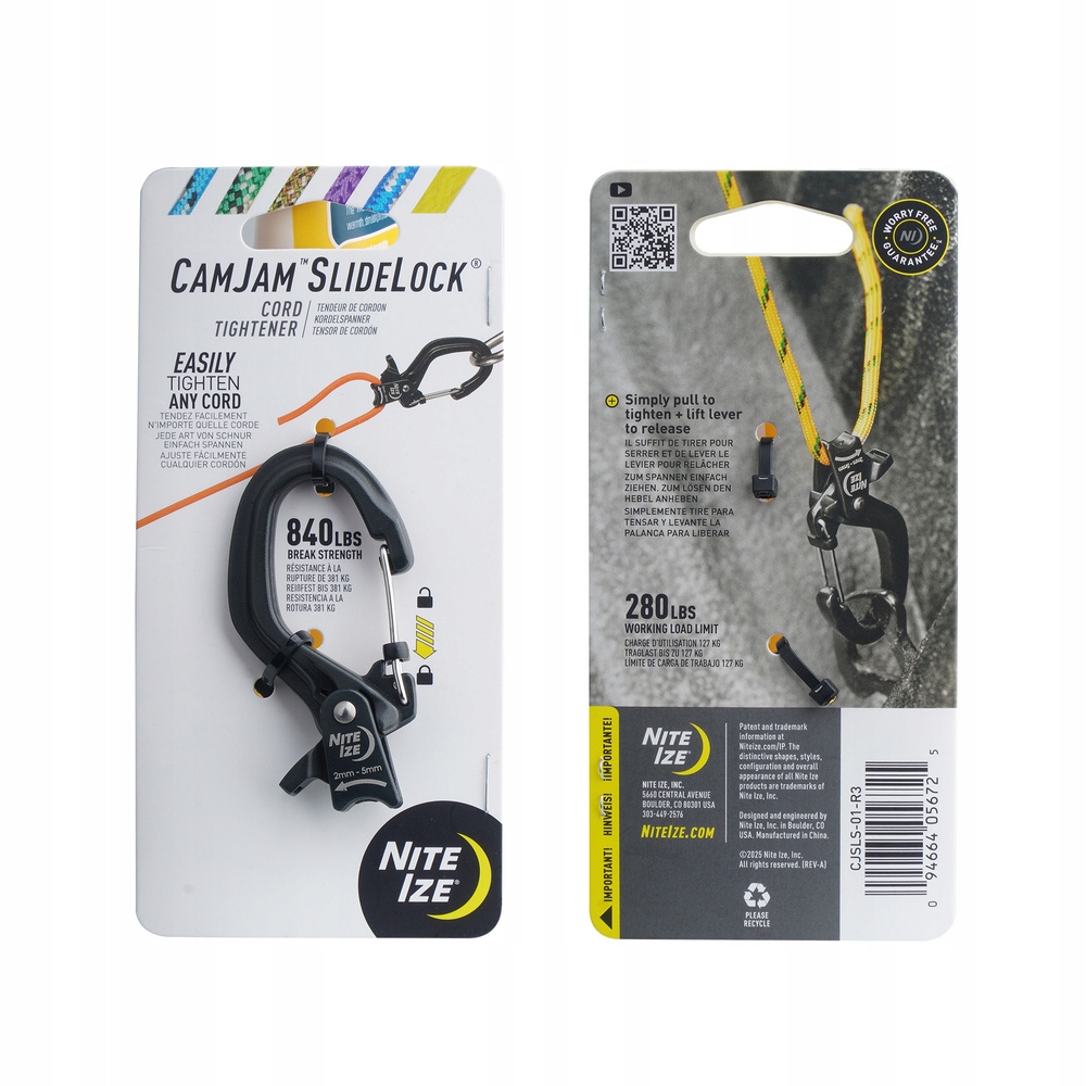 Nite-ize CamJam SlideLock black – Niezawodna klamra do sportu i turystyki