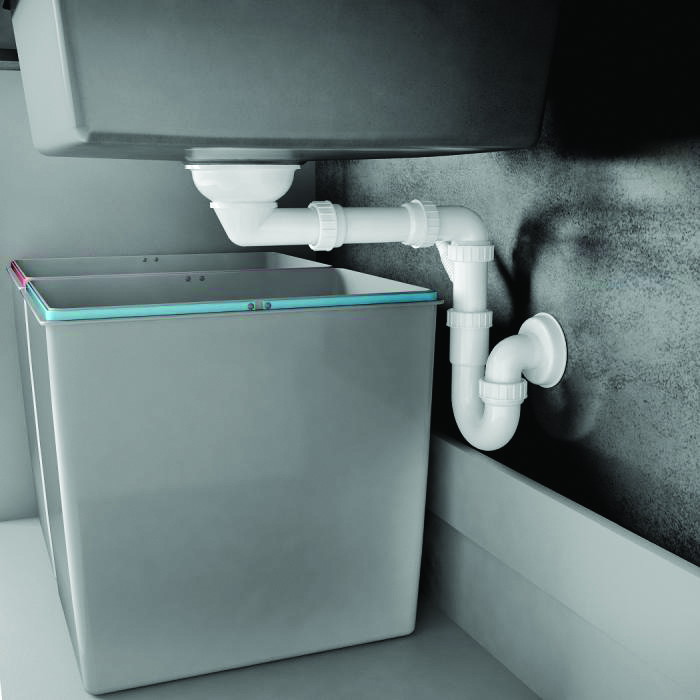 Syfon oszczędzający miejsce Space-saver ułatwiający m.in. segregację śmieci