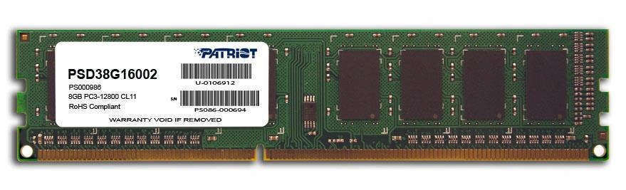 Pamięć RAM Patriot Signature DDR3 8 GB 1600MHz CL11 – Wydajność na najwyższym poziomie