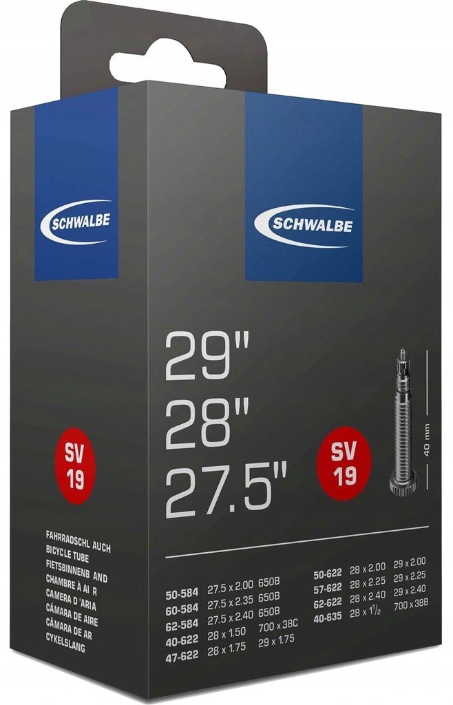Dętka rowerowa SCHWALBE 27,5x2,0/29x1,75-2,4 FV 40MM – Niezawodność na każdej trasie