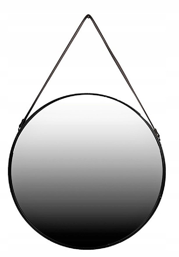 Lustro Okrągłe Perito na Pasku Czarnym 80 cm – Elegancja w Twoim Wnętrzu