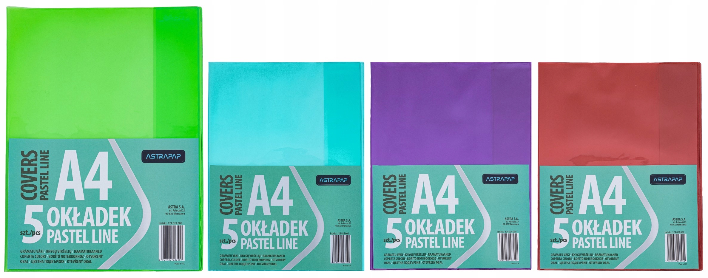 Okładka A5 Pastel Line nieregulowana (5szt) ASTRA – Stylowa ochrona dla zeszytów i książek