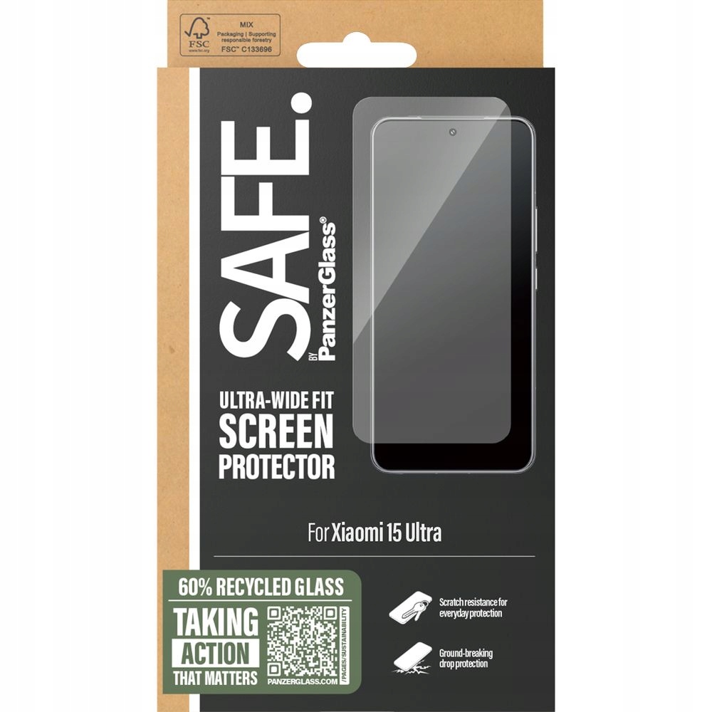 PanzerGlass Safe Ultra-Wide Fit z czarną ramką do Xiaomi 15 Ultra – Ochrona na najwyższym poziomie