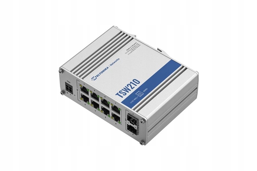 Teltonika TSW210 – Niezarządzalny przełącznik przemysłowy z 8 portami Gigabit Ethernet