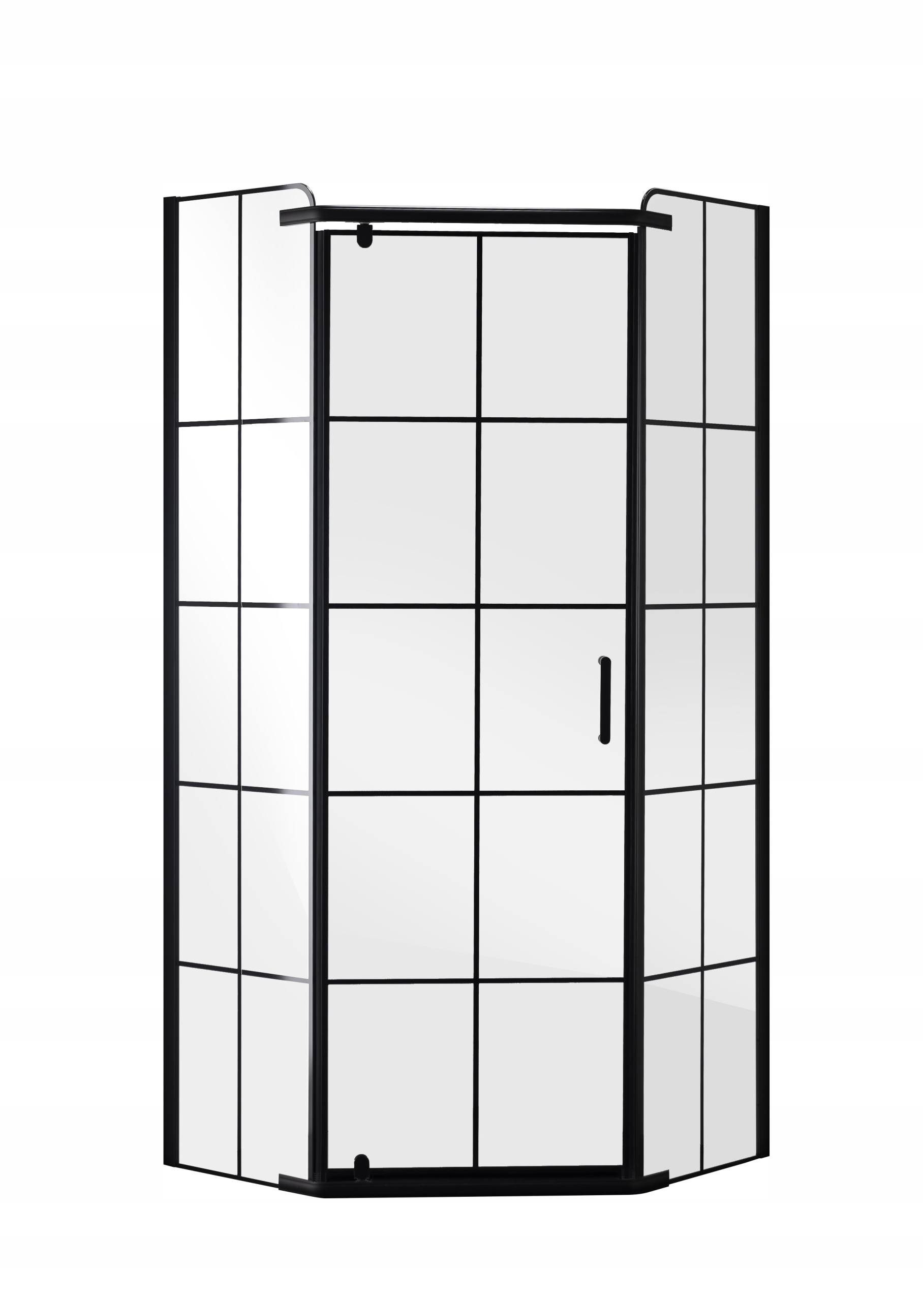 Szklana kabina prysznicowa 5-kątna czarna w szprosy 80x80 190 cm 6mm szkło CE – Elegancja i funkcjonalność w Twojej łazience
