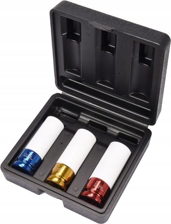 Zestaw nasadek w trzech kolorach – 17, 19, 21 mm