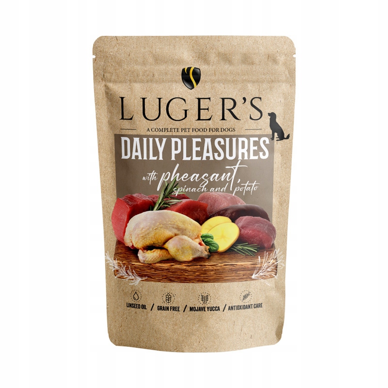 Karma mokra dla psa Luger's Daily Pleasures z bażantem, szpinakiem i ziemniakiem – Pełnowartościowe odżywianie dla Twojego pupila