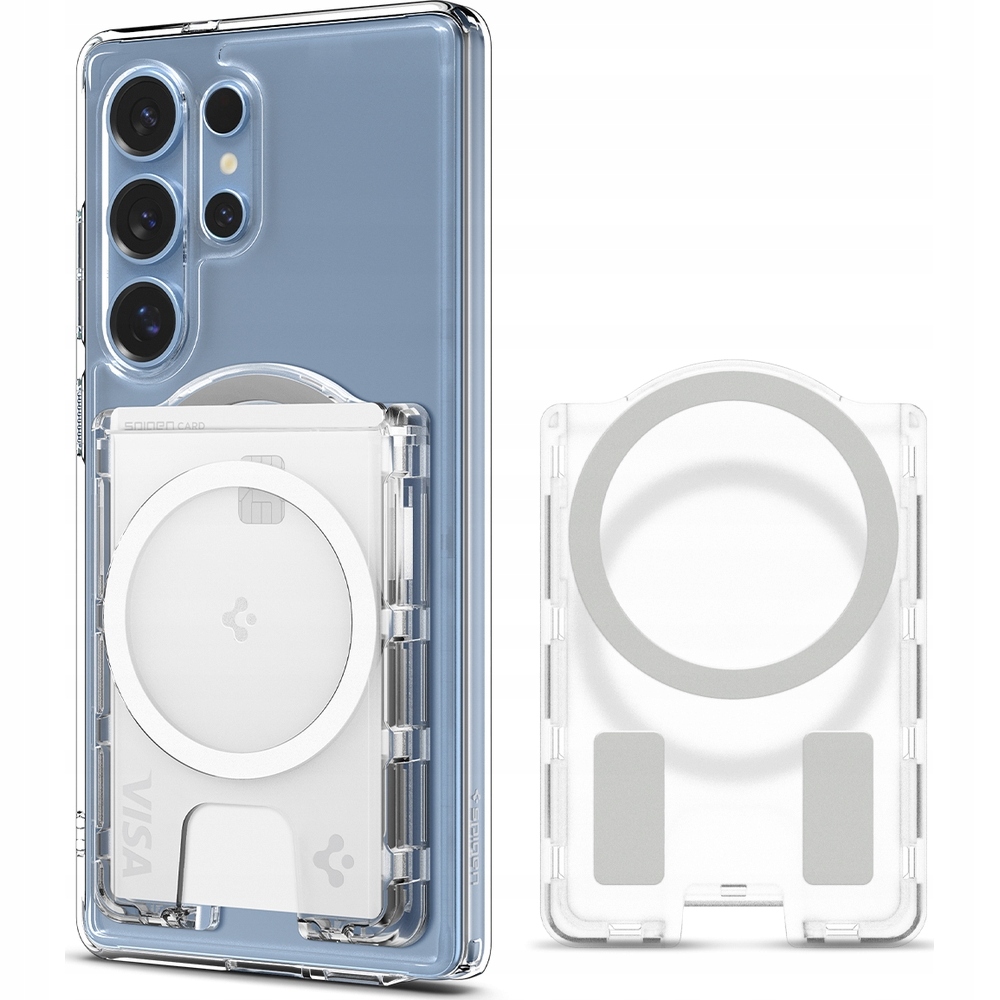 Spigen Ultra Hybrid Wallet MagSafe+ – Przezroczysty portfel dla Samsung Galaxy S25 Series
