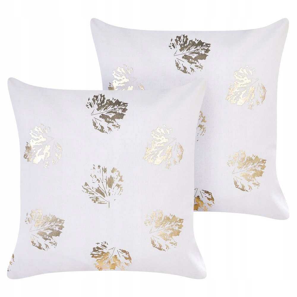 2 welurowe poduszki dekoracyjne w liście 45 x 45 cm białe GOLDENROD – Elegancja w Twoim wnętrzu