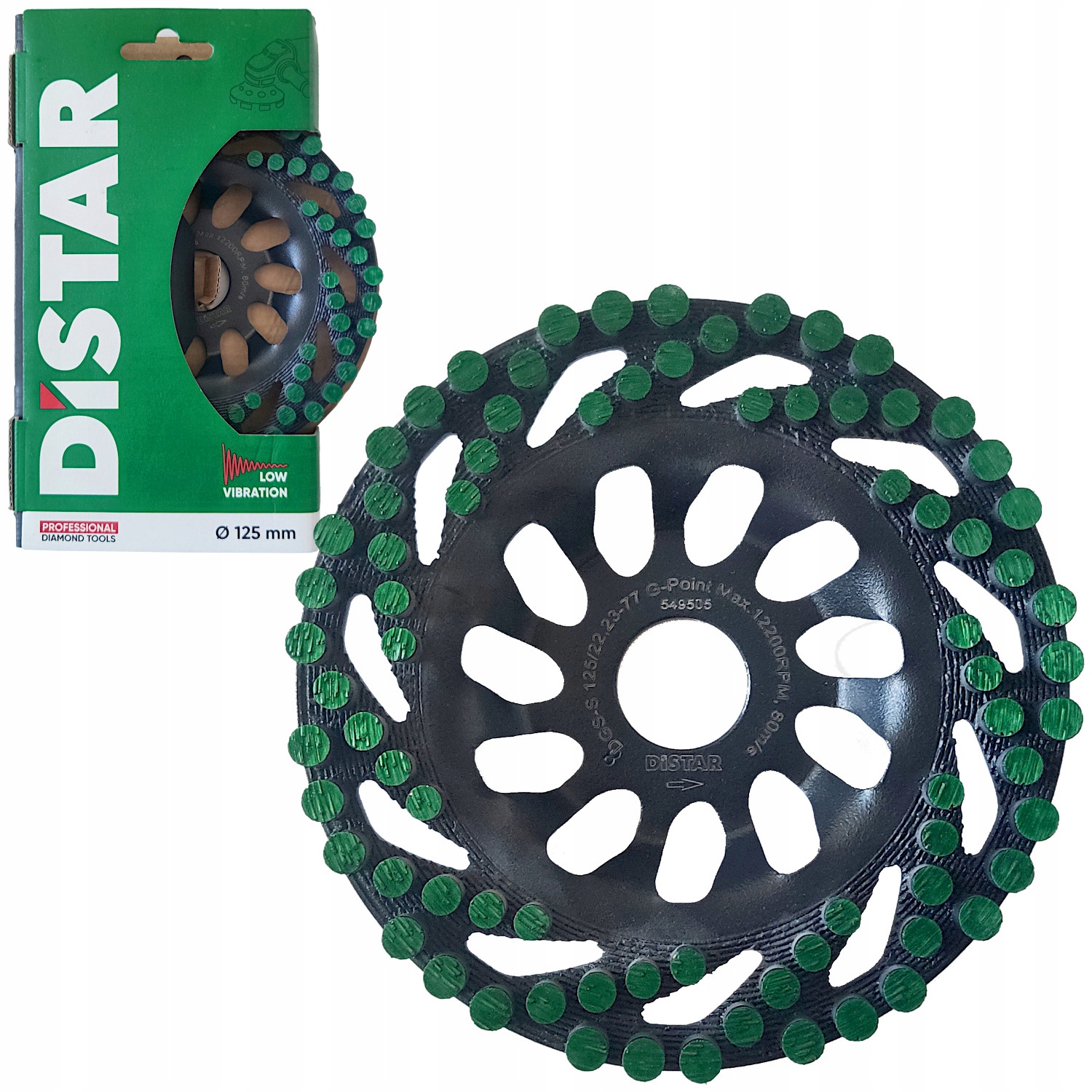 DISTAR Tarcza garnkowa GREEN POINT* 125 x 22,23mm – Idealne narzędzie do szlifowania