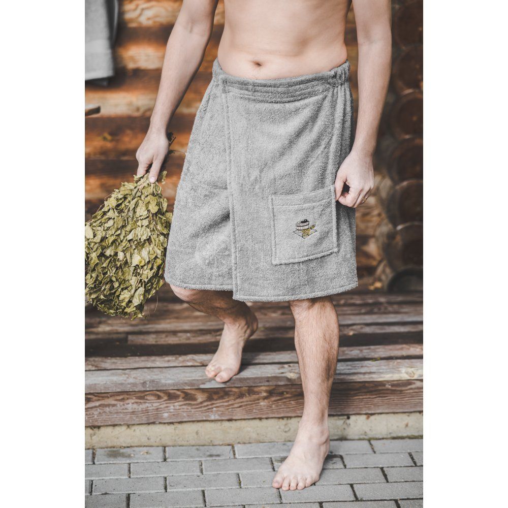 Kilt do sauny męski szary 55x150 cm – Komfort i styl w saunie
