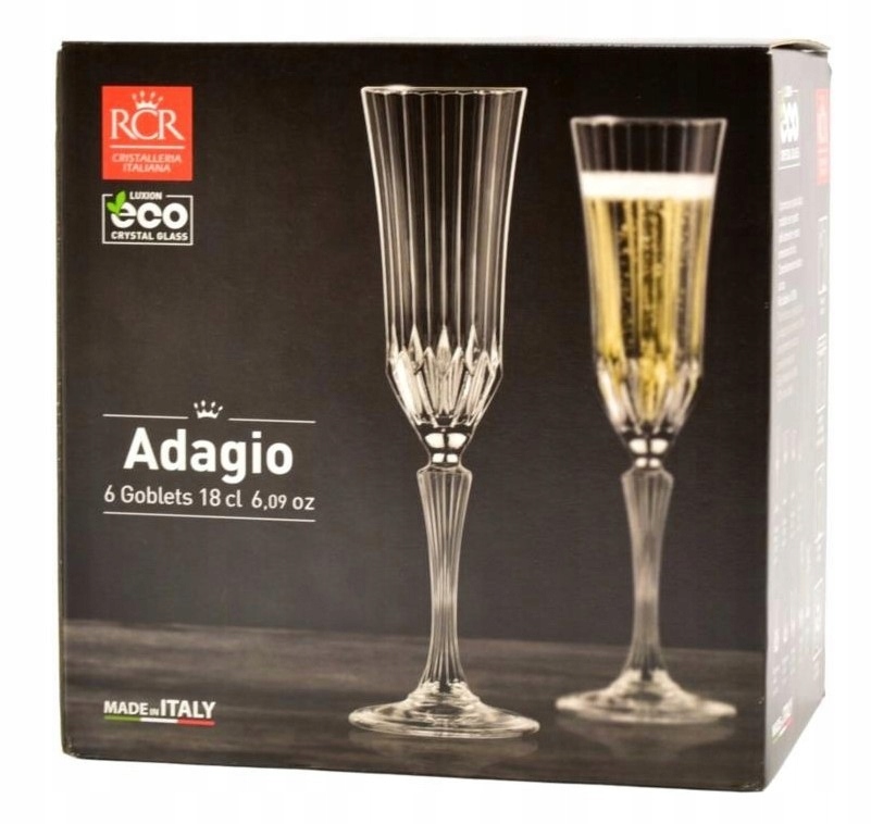 Zestaw 6 kryształowych kieliszków o pojemności 180 ml