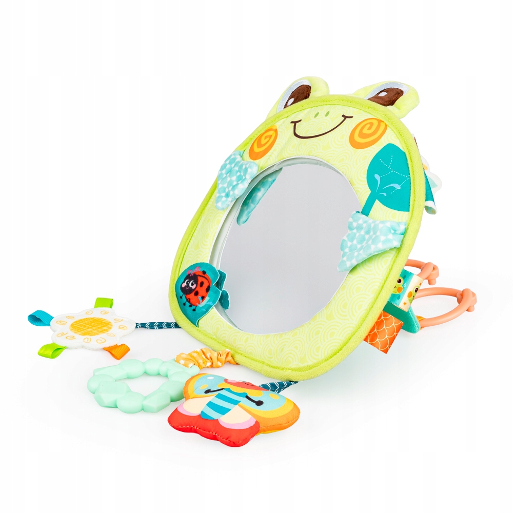 Interaktywne elementy zabawki – grzechotka, gryzak i szeleszczące oczka