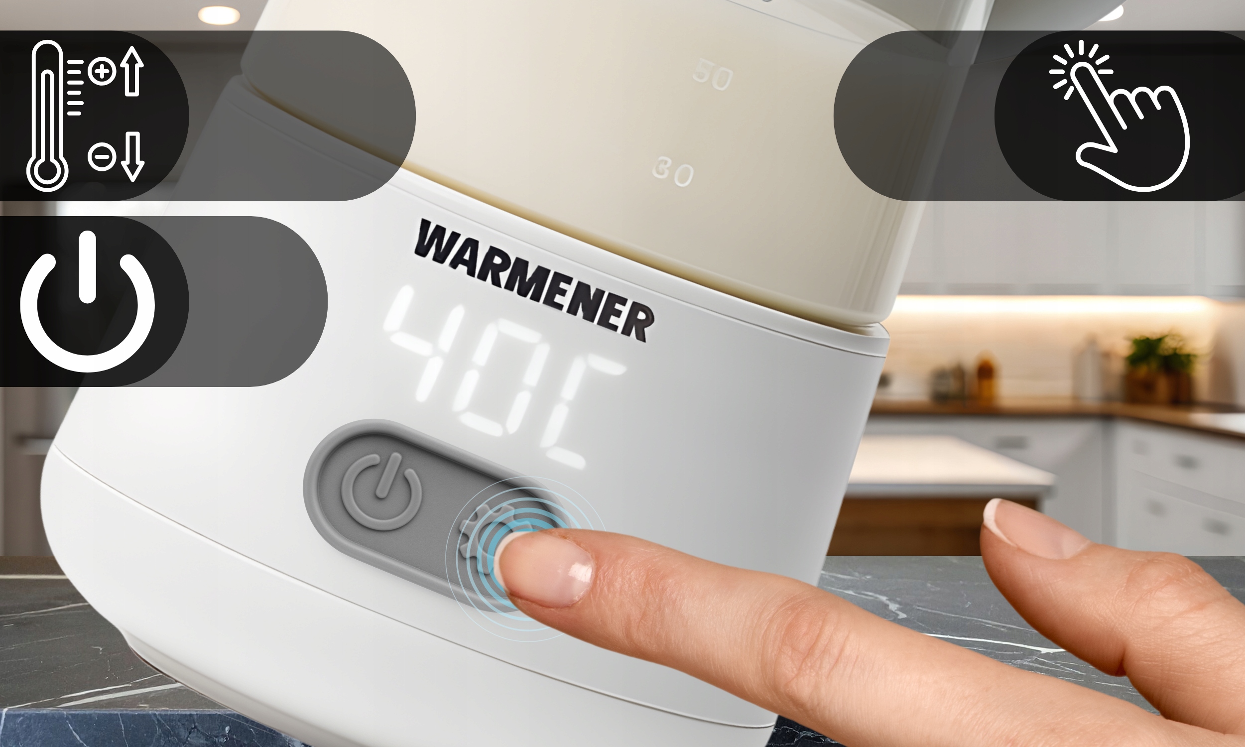 Panel sterowania przenośnego podgrzewacza Warmener PureGo 2w1 z regulacją temperatury