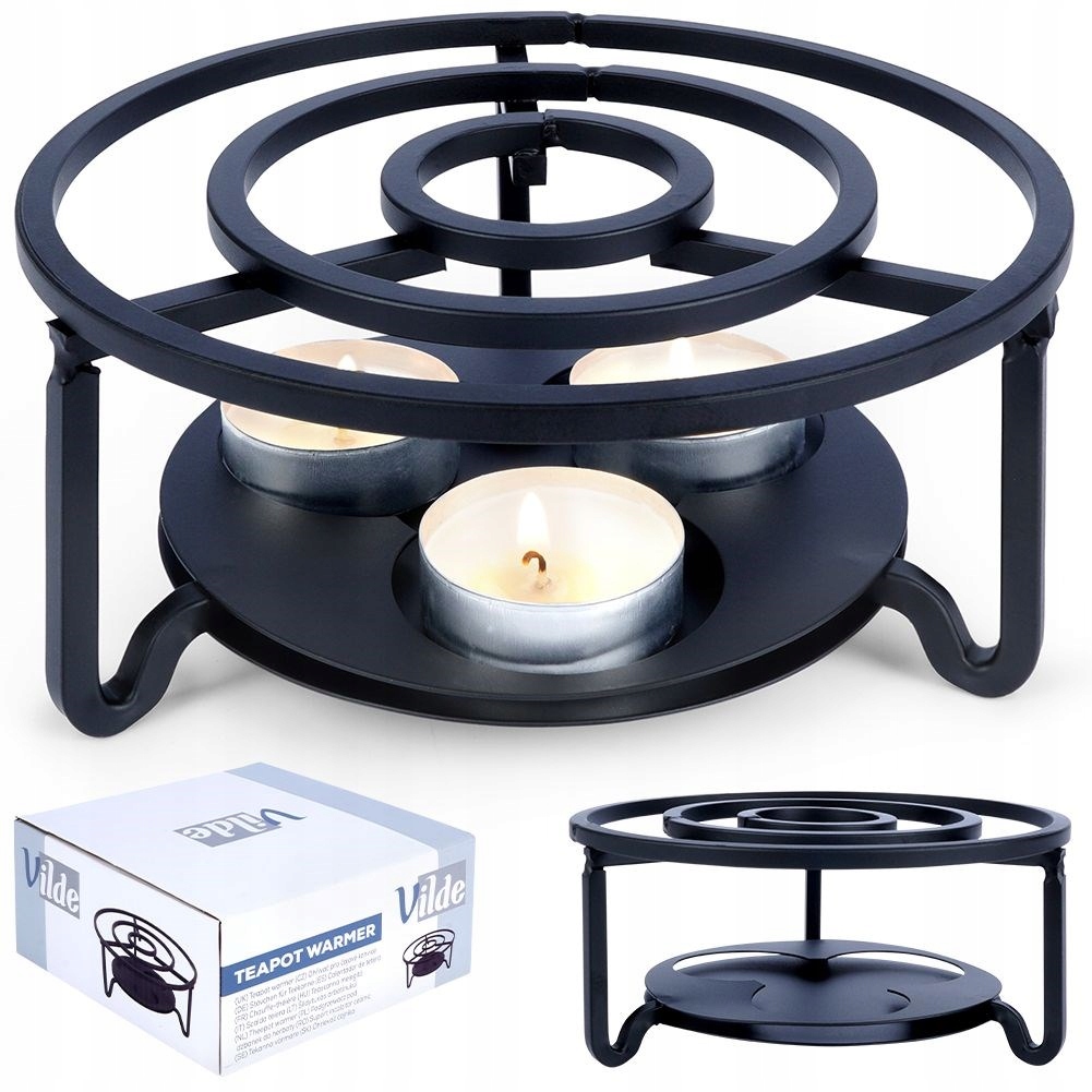 Podgrzewacz do dzbanka kubka herbaty metalowy świecznik x3 tealight VILDE 229073 – Idealny do serwowania ciepłych napojów