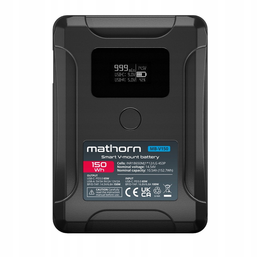 Akumulator Canyon Bateria Mathorn MB-V150 10500mAh PD65W OLED USB-C 150Wh V-mount – Niezawodne zasilanie dla Twoich urządzeń
