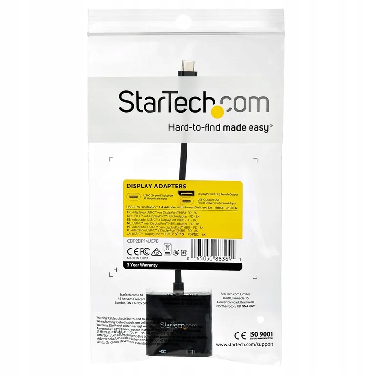 Adapter USB-C do DisplayPort StarTech CDP2DP14UCPB – Wydajność w jakości 8K