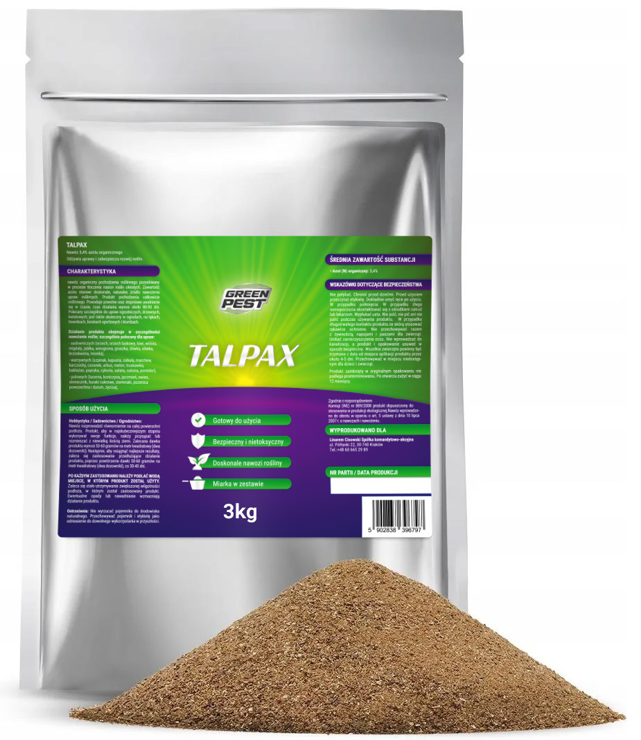 Nawóz do roślin upraw warzyw, owoców i zbóż Green Pest Talpax* 3kg – siła dla Twojego ogrodu