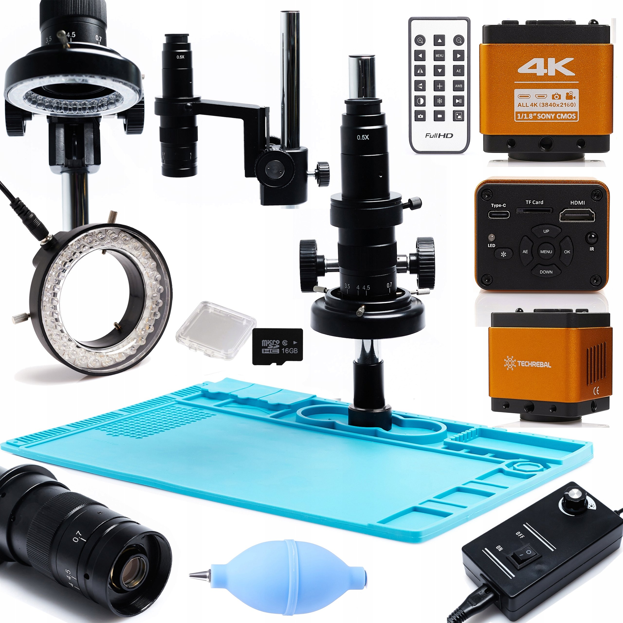 Mikroskop Cyfrowy 10A z Kamerą Techrebal 'Orange PRO' 4K – Idealne narzędzie dla elektroników