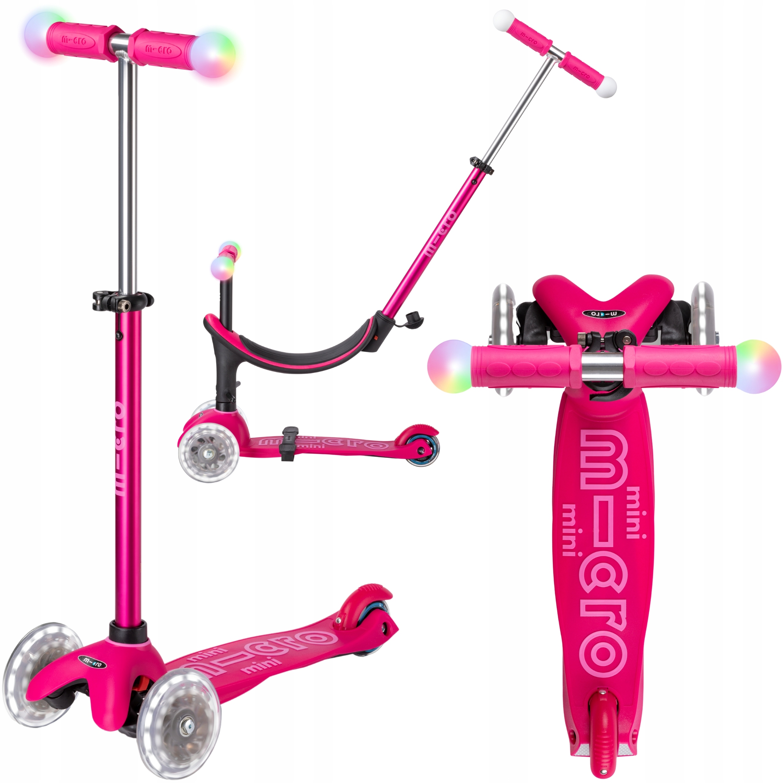 Hulajnoga Micro MICRO paspirtukas Mini2Grow Deluxe Magic LED Pink – Idealny towarzysz dla Twojego dziecka