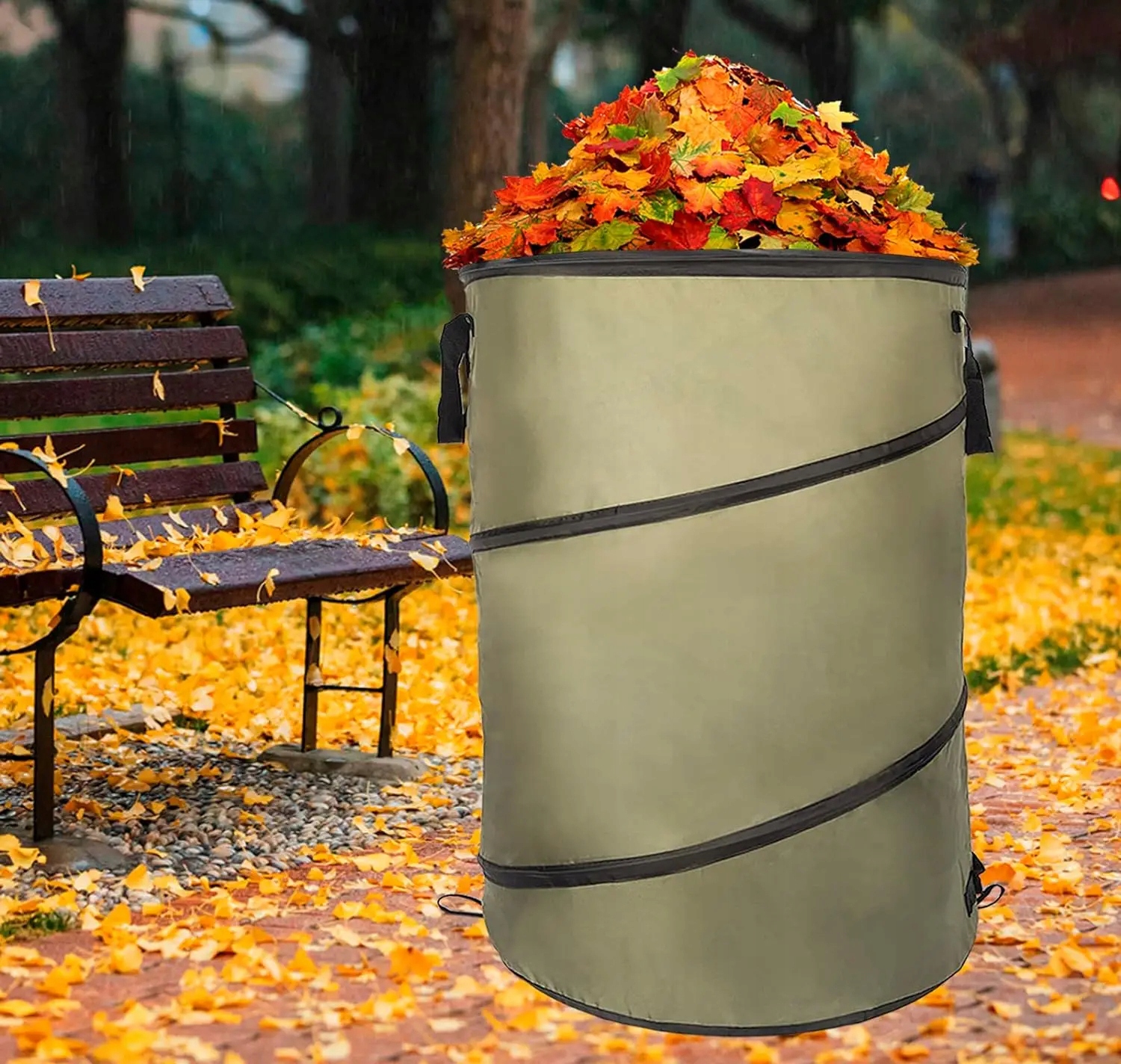 WOREK Kosz Ogrodowy na LIŚCIE TRAWĘ Odpady BIO DUŻY SKŁADANY 130L 45x55cm – Idealny do Twojego ogrodu