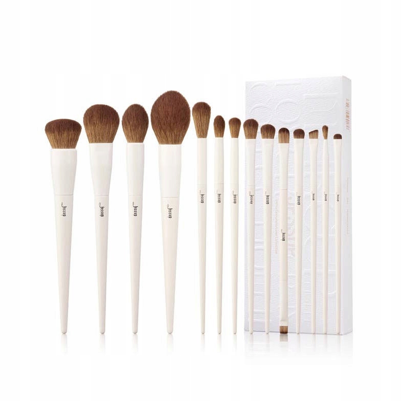 JESSUP Luxury Light Gray Comprehensive Brush – Luksusowy zestaw pędzli do makijażu oczu i twarzy