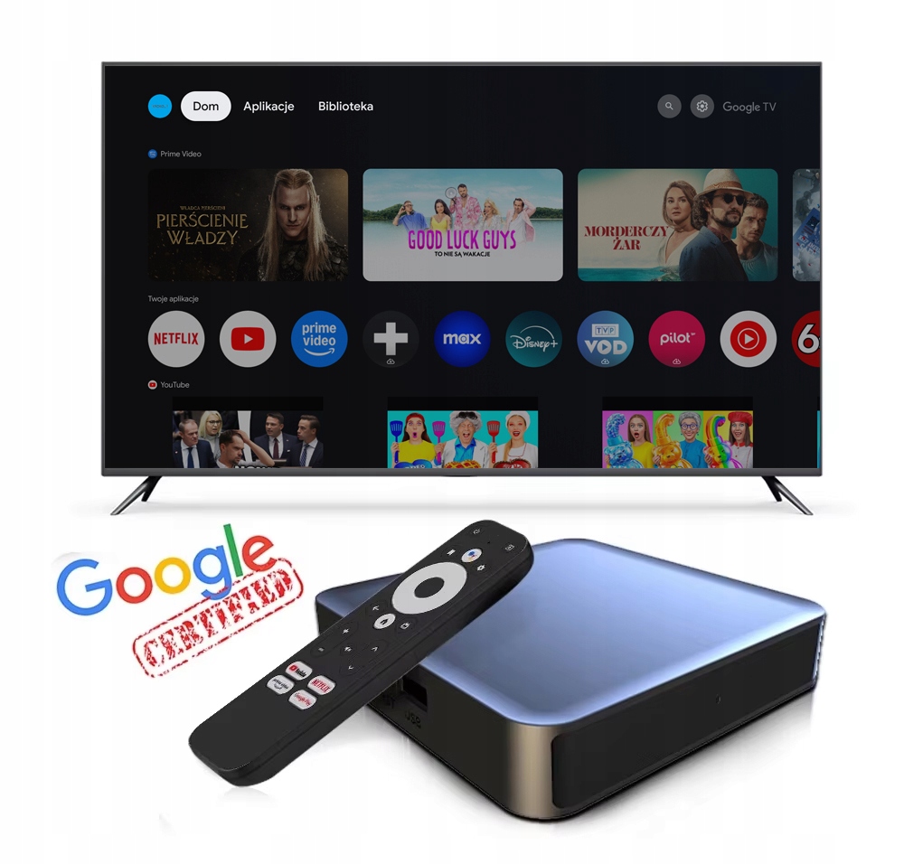 Nowoczesny system Google TV z Androidem 12