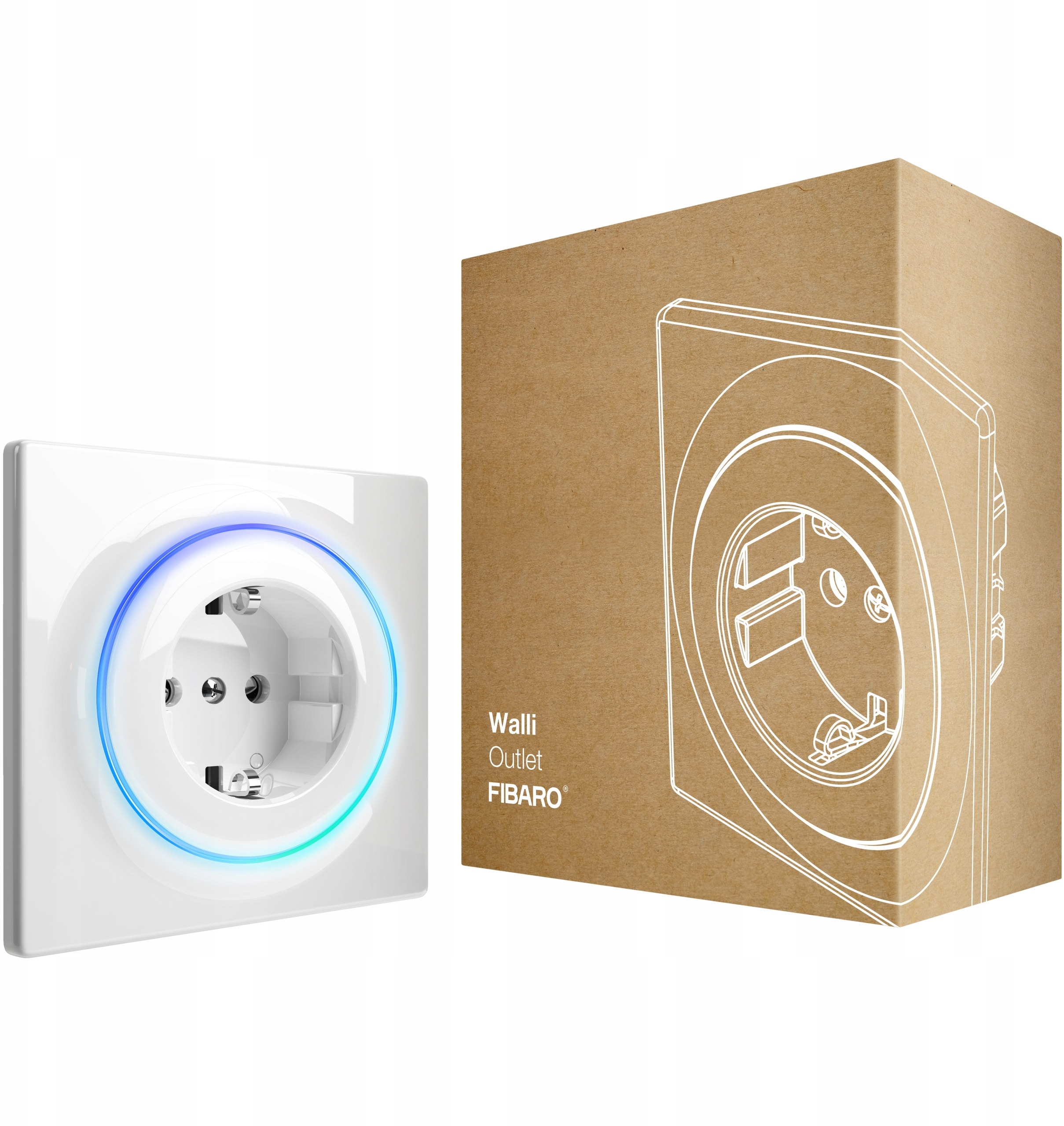 Wymiary i specyfikacja techniczna gniazdka FIBARO Walli Outlet