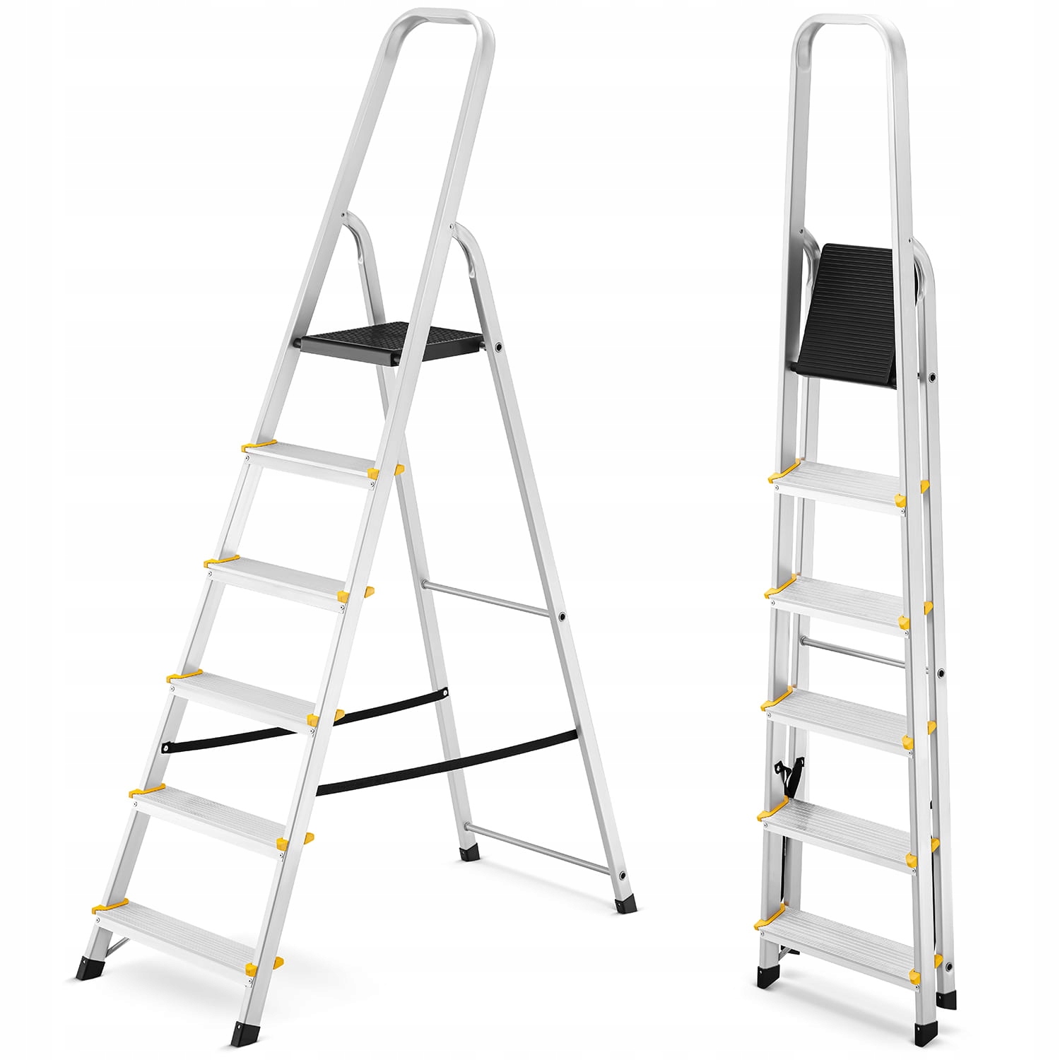 Drabina aluminiowa 6 stopni, wytrzymałość 150 kg I-1916 – Idealne rozwiązanie do domu i ogrodu