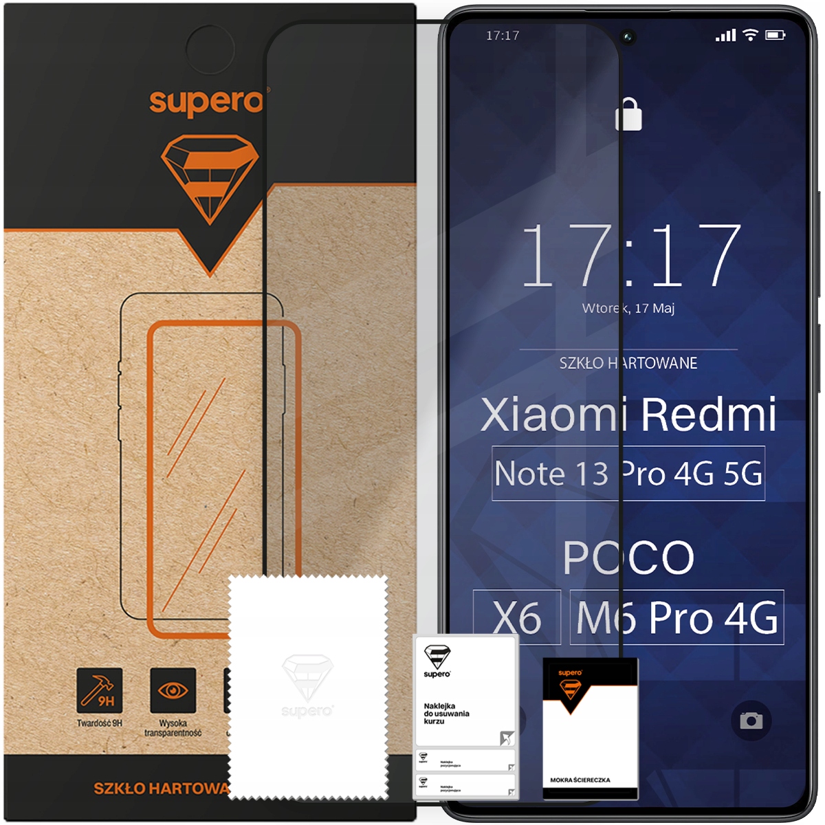 Szkło hartowane Supero do Xiaomi Redmi Note 13 Pro 4G/5G / POCO X6 5G / POCO M6 Pro 4G – Niezawodna ochrona ekranu