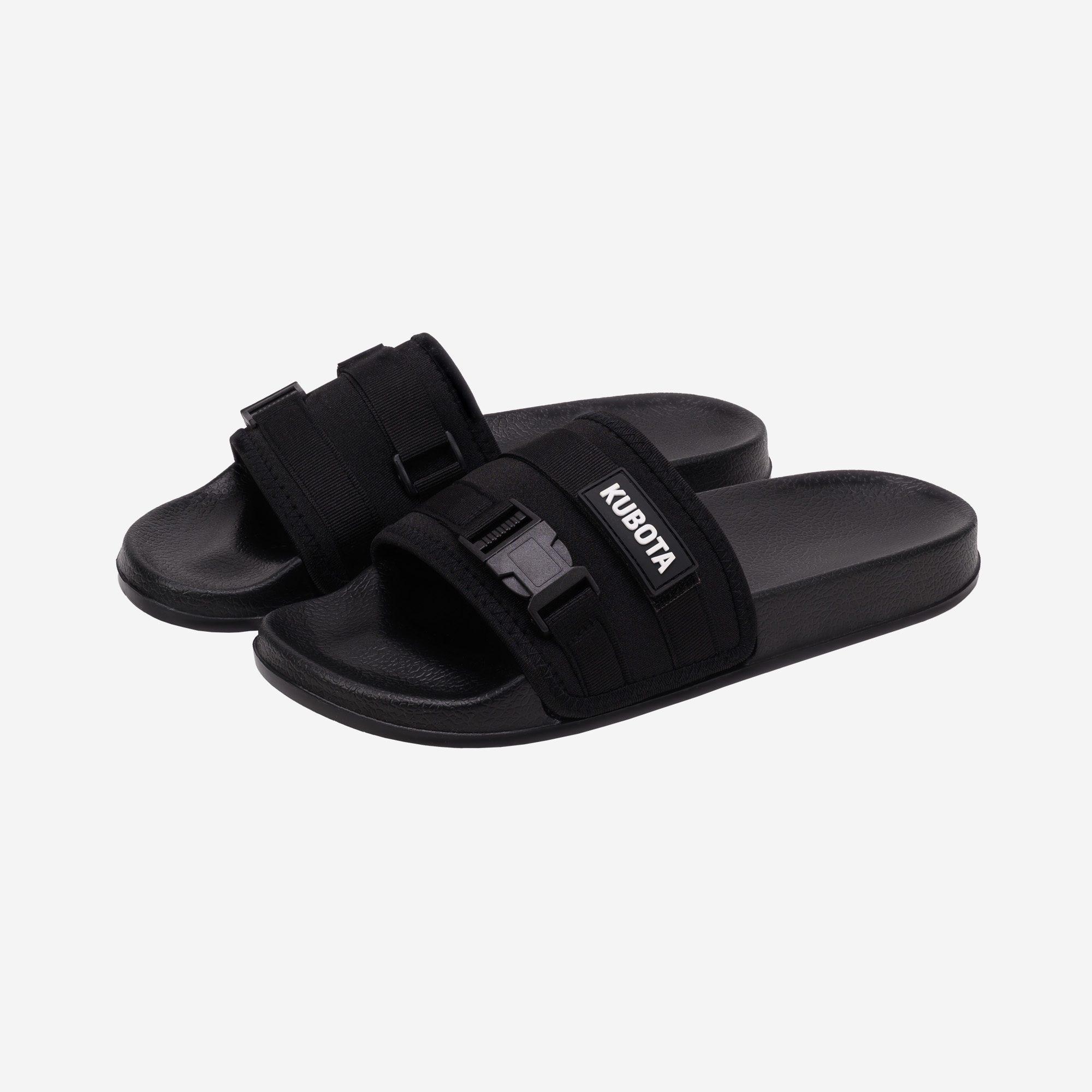 Klapki Kubota z klamrą i rzepem - Rozmiar 42 - Czarne – Komfort i styl na co dzień