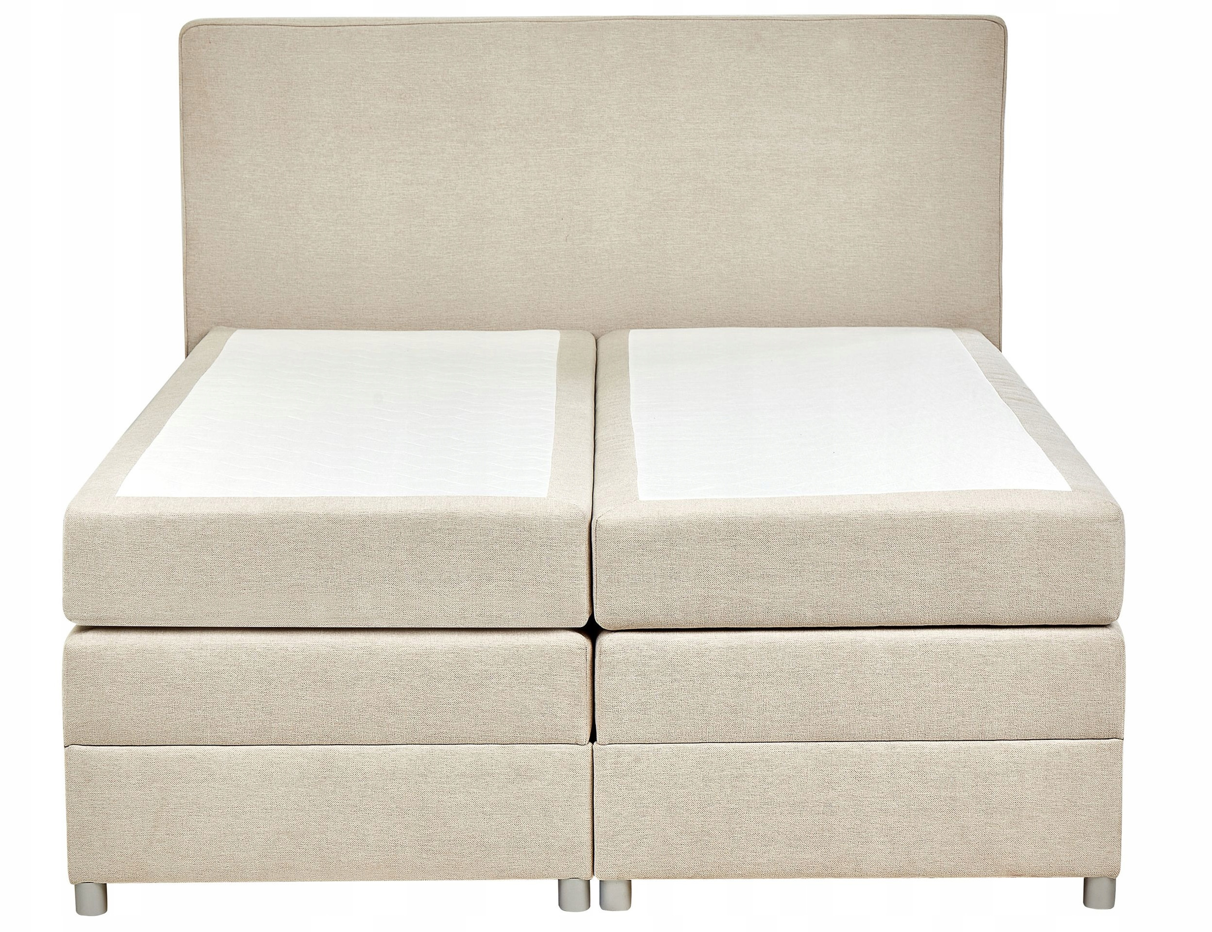 Łóżko kontynentalne z pojemnikami 160 x 200 cm beżowe MINISTER – Komfort i styl w Twojej sypialni