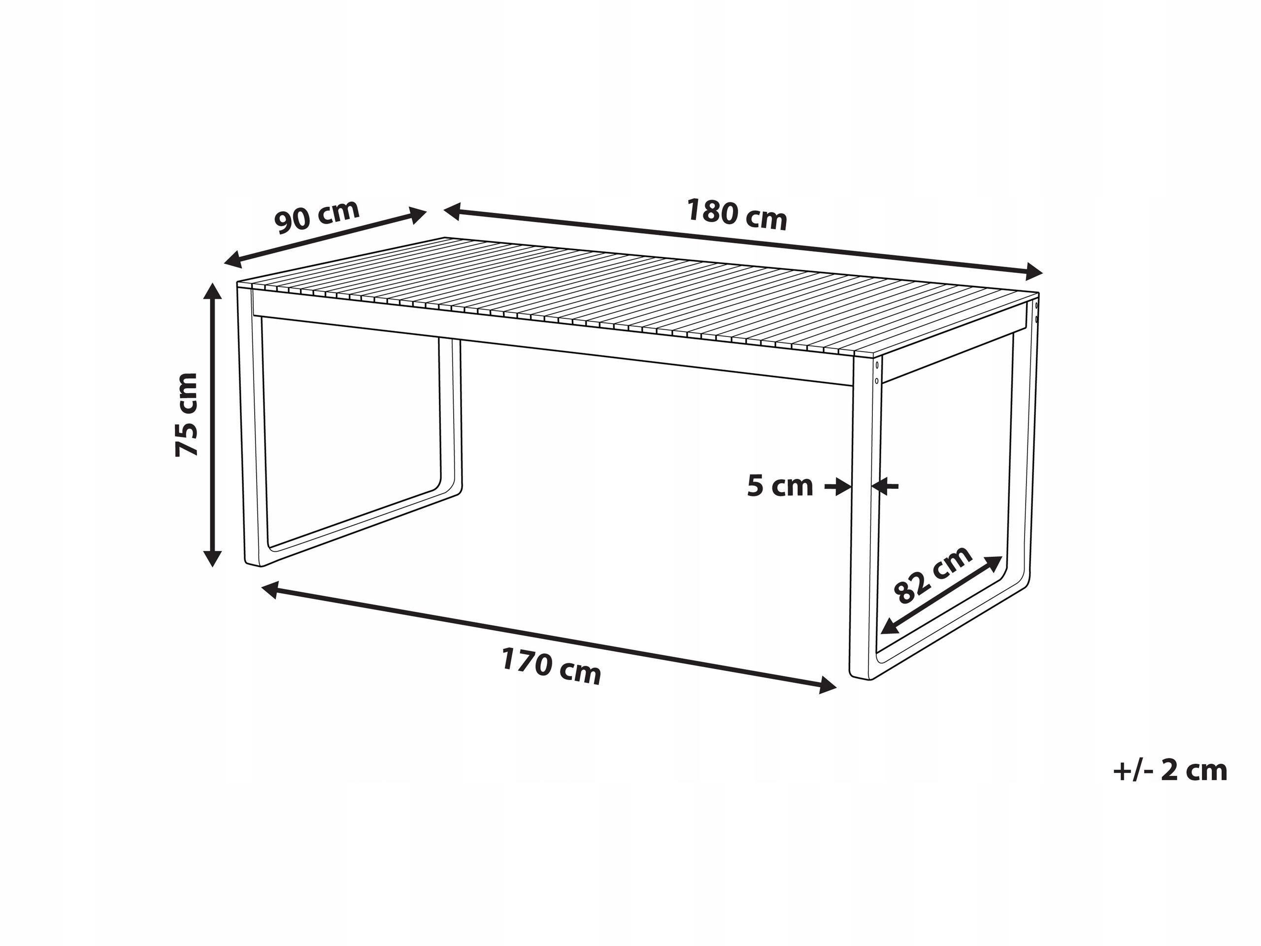 Wymiary stołu ogrodowego SASSARI II – szczegóły techniczne