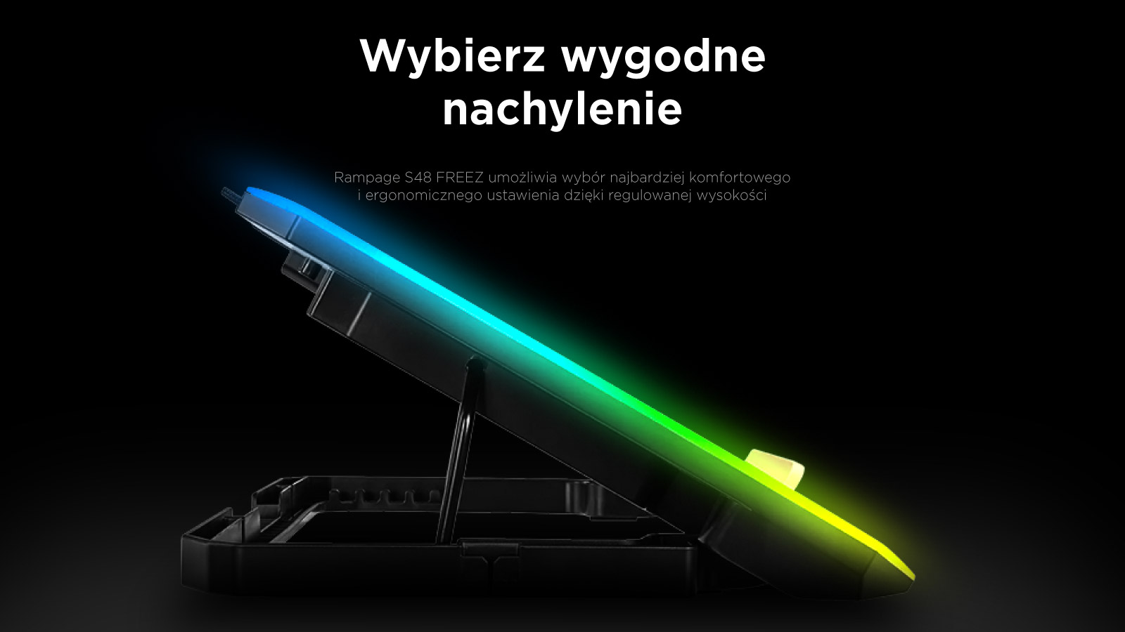 Rampage FREEZ Podstawka chłodząca pod laptop 9-17 RGB 6 wentylatorów, czarna