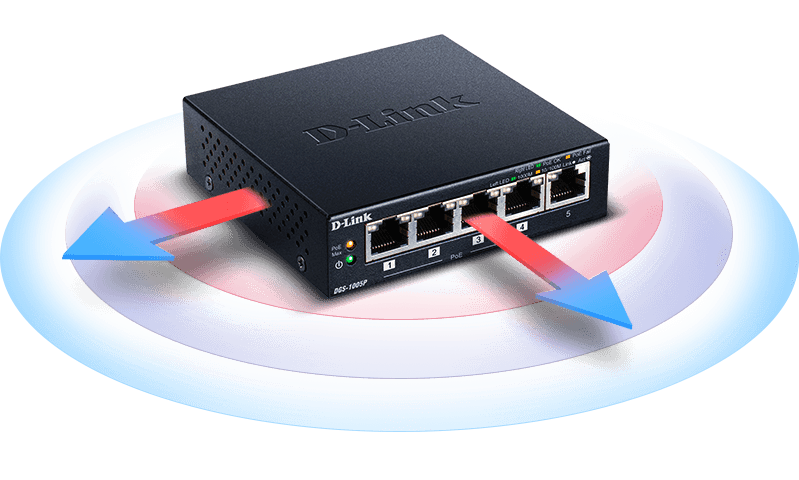 Heat dispersion from the DGS-1005P - 5-Port Desktop Gigabit PoE+ Switch