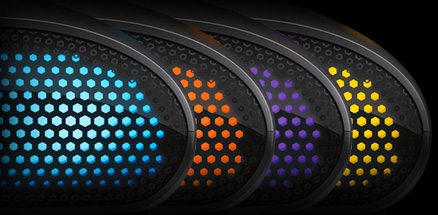 Four color examples of RGB programmable lighting