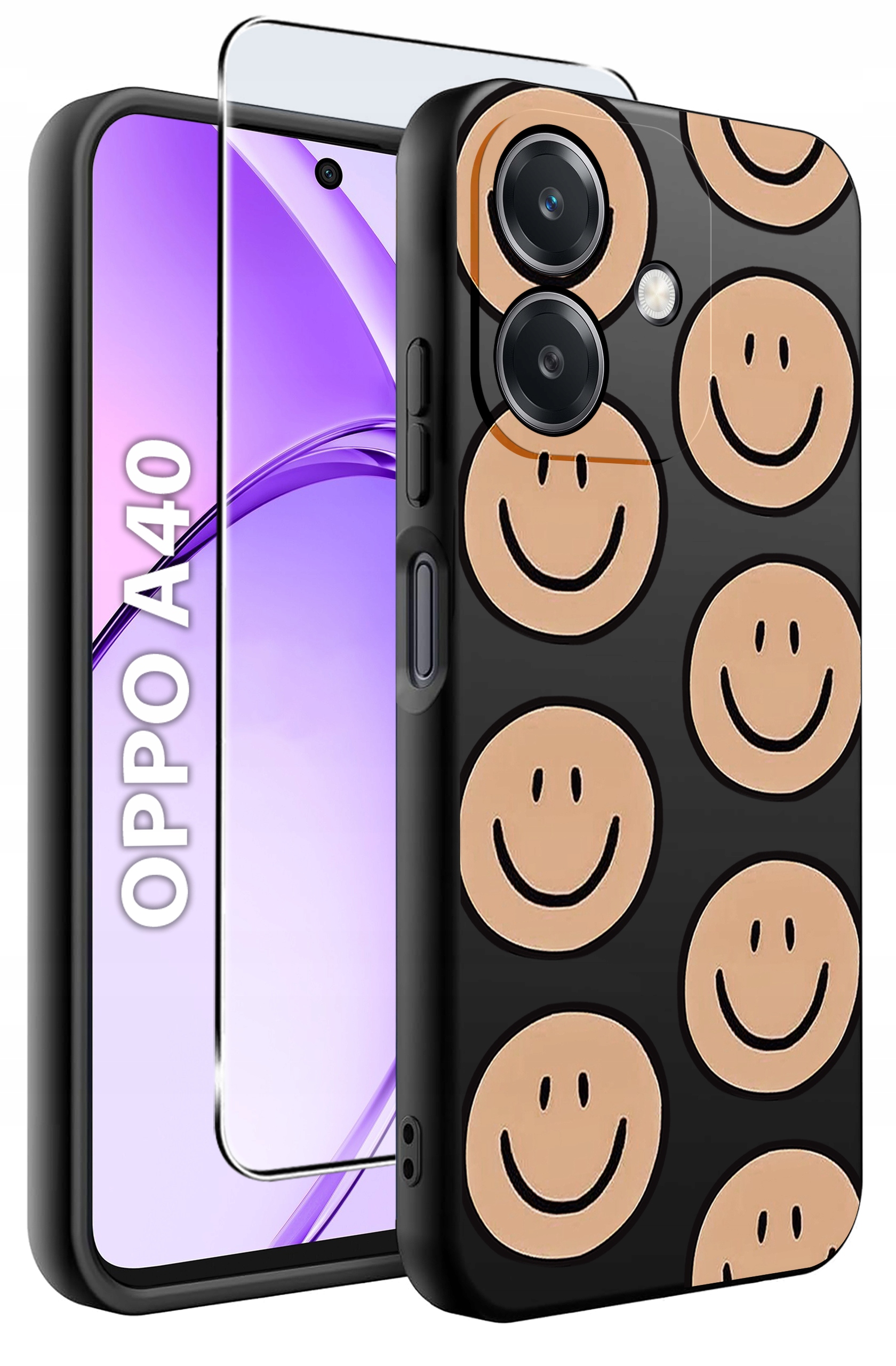 Etui do Oppo A40 | A40M WZORY | Silikonowe Matt Case z Szkłem Hartowanym 9H