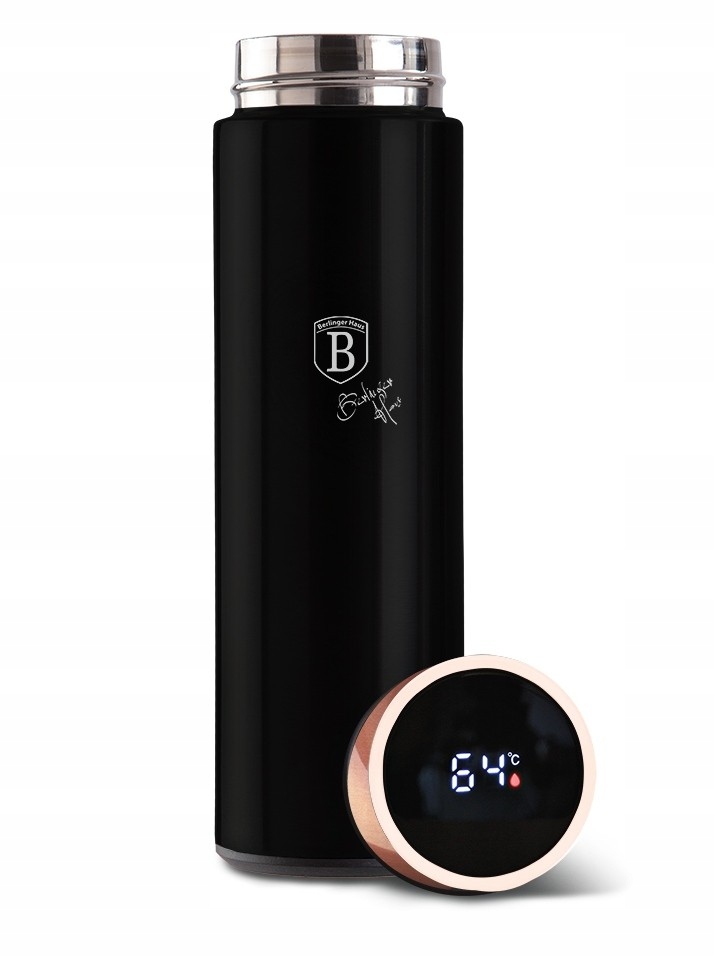 Inteligentny Termos Stalowy 0.45L z Wskaźnikiem Temperatury LED Berlinger Haus Black Rose BH-7957 – Idealny Towarzysz w Podróży