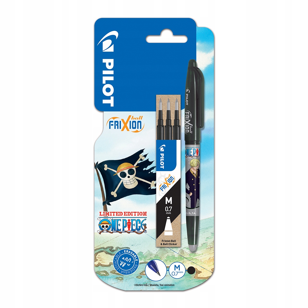 Pióro kulkowe Frixion Ball czarne z limitowanej edycji One Piece – Idealne dla fanów!