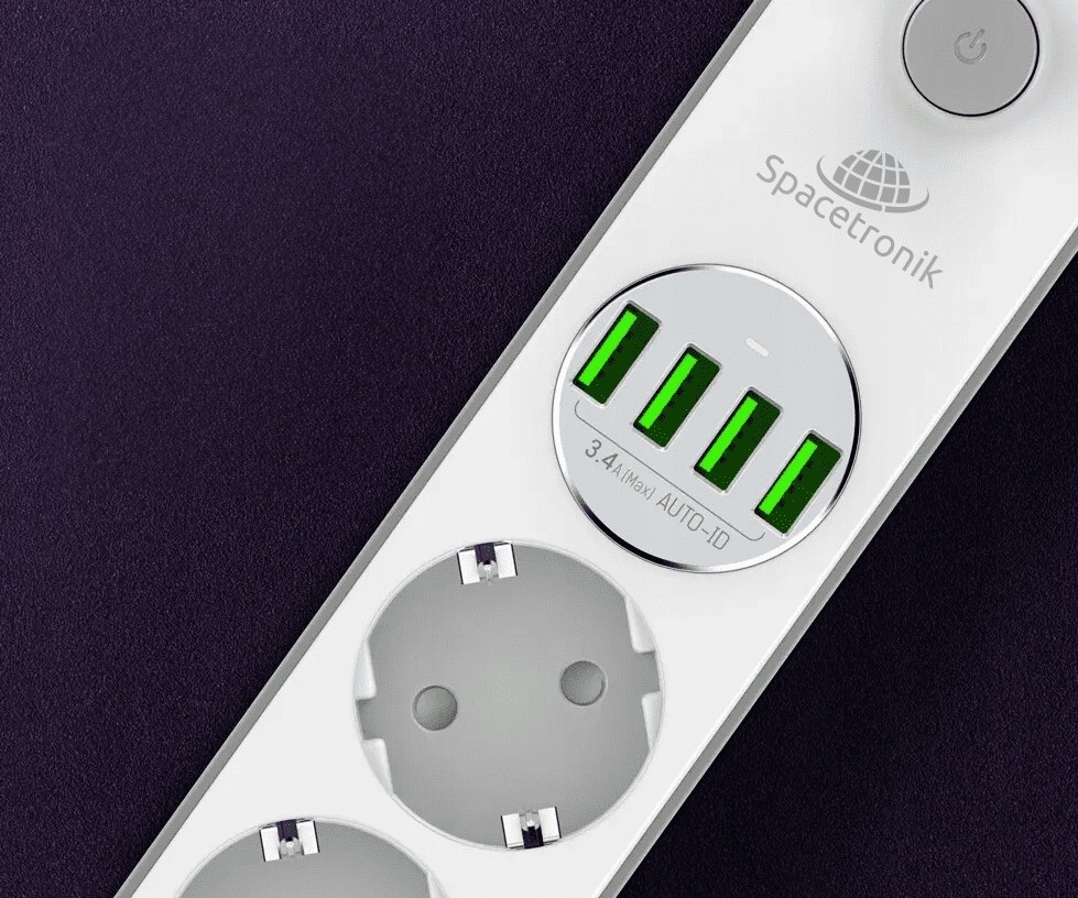 Uniwersalna ładowarka z 4 wejściami USB i 4 AC – Ładowanie do 8 urządzeń jednocześnie