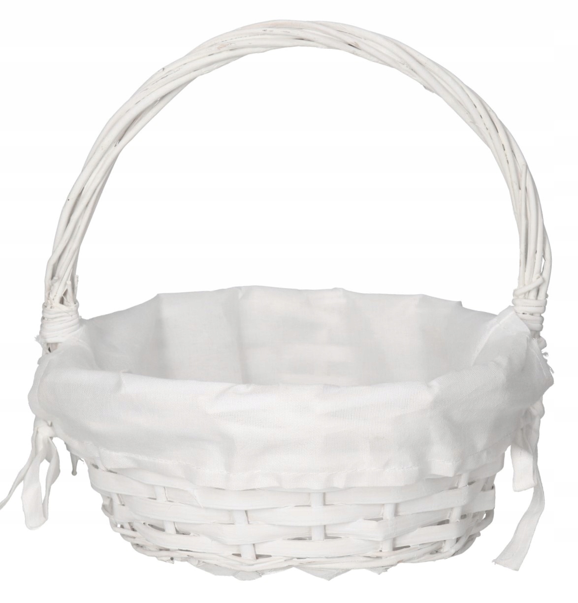 Koszyk wiklinowy okrągły wyściełany materiałem BIAŁY TG70546 – Elegancja i urok w każdym detalu