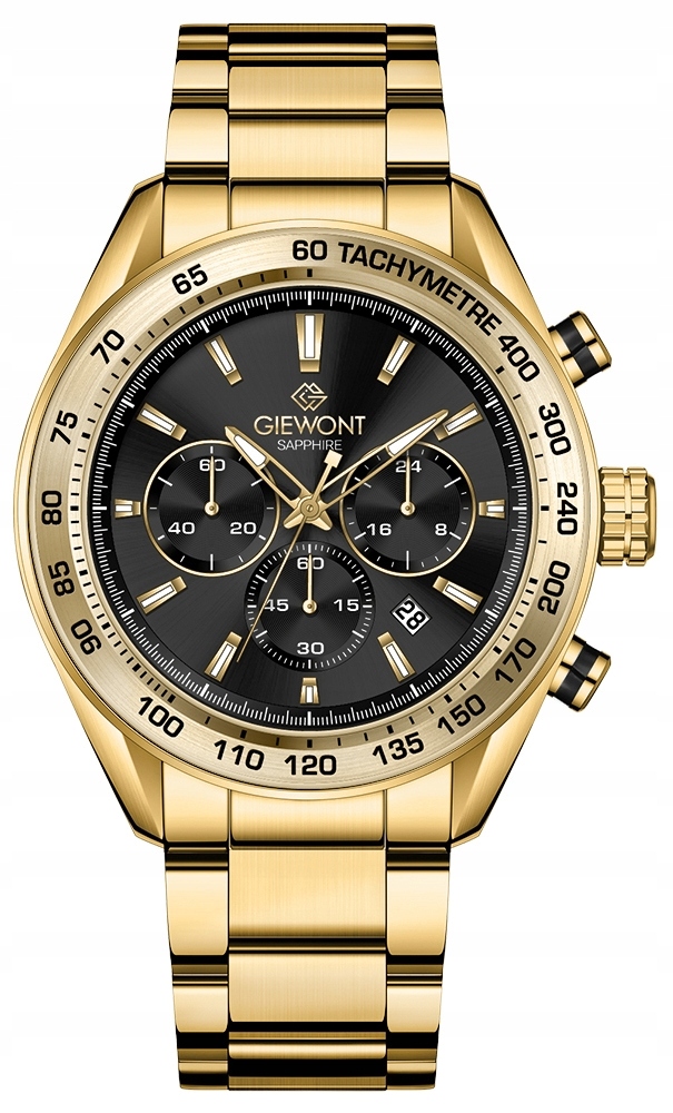 Zegarek Męski Giewont Chronograph Sapphire Złoto Czarny GW9580-B4 – Elegancja i funkcjonalność w jednym