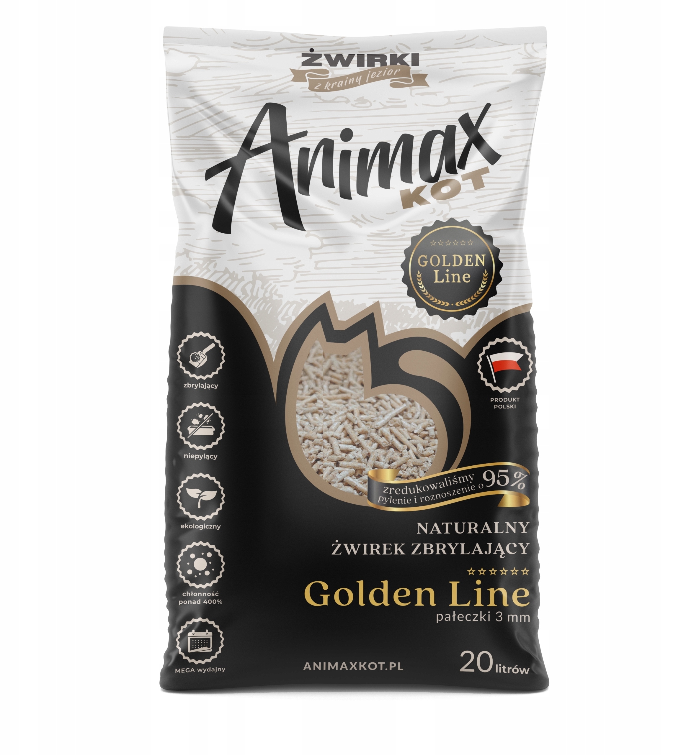 Żwirek zbrylający Golden Line 3mm 20 L – Idealny wybór dla Twojego kota