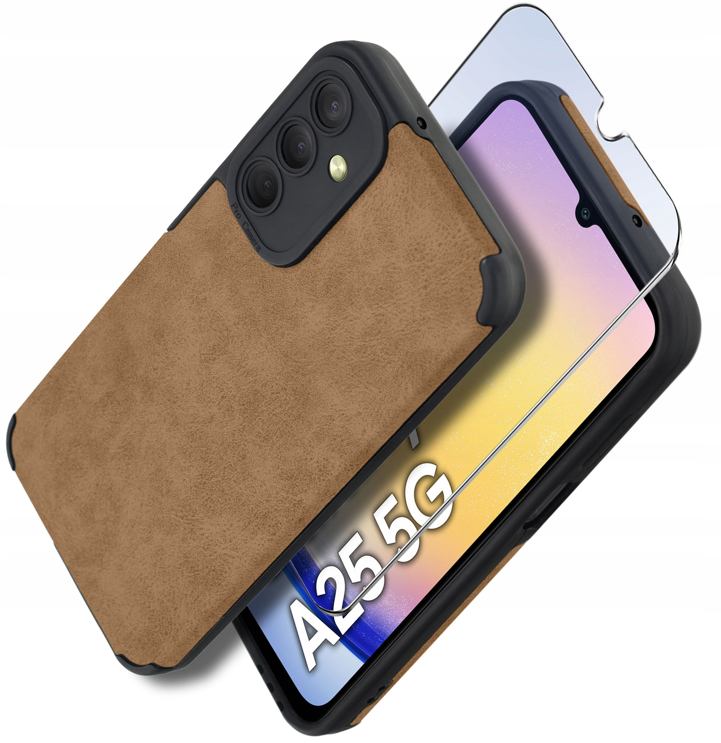 Etui do Samsung A25 5G silikonowe SKÓRZANE VINTAGE CASE + Szkło na ekran 9H – Styl i ochrona w jednym