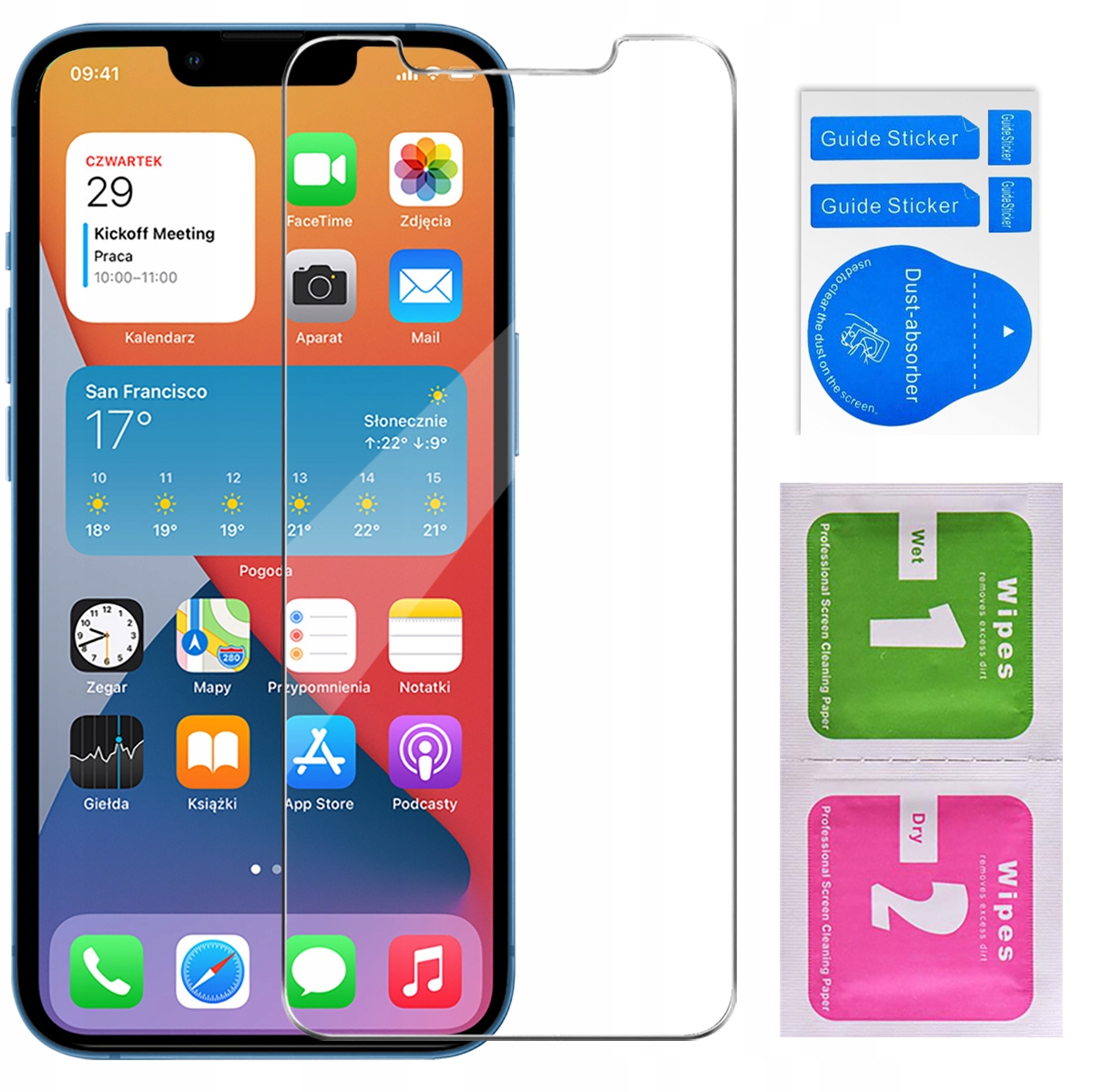 Zestaw z szkłem hartowanym 9H