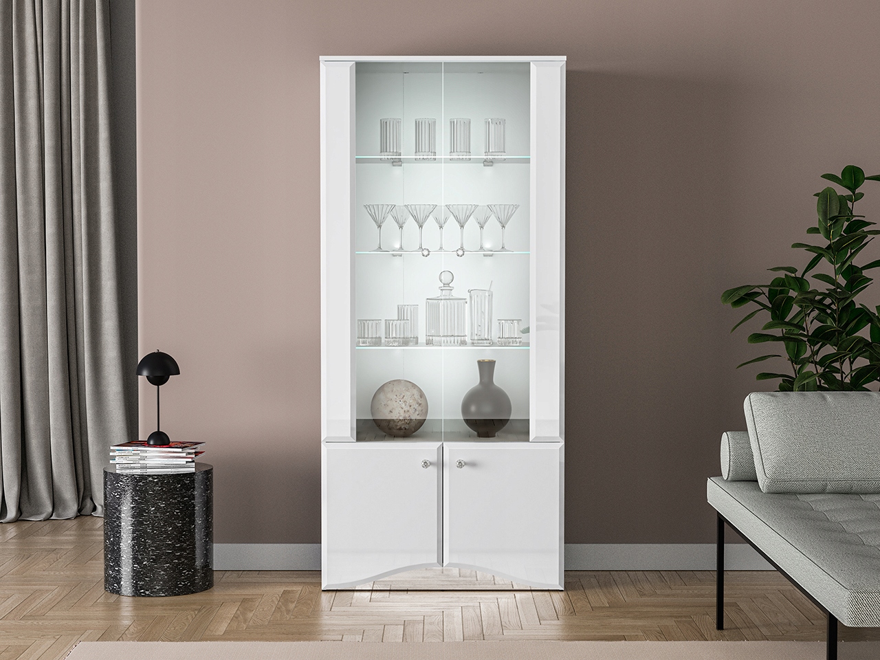 Witryna BLANC 01 2D – Elegancja i nowoczesność w Twoim salonie