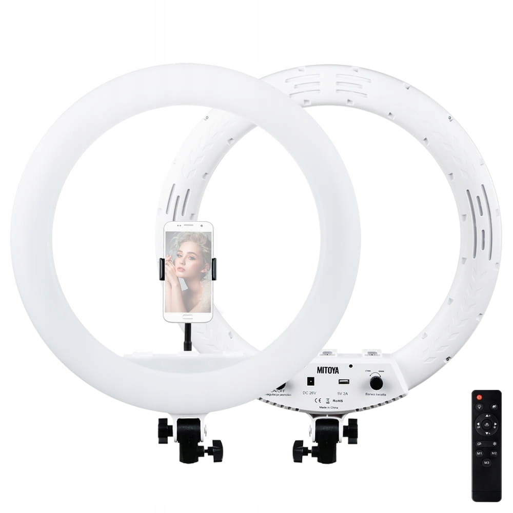 Lampa pierścieniowa LED Ring MITOYA MTY-18C WHITE 45cm 50W 2700-6500K – Idealne oświetlenie do zdjęć