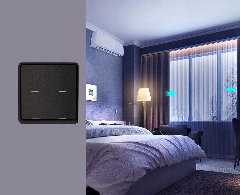 Pilot Przełącznik 12 scen 4 P ZigBee Tuya czarny – Inteligentne sterowanie w Twoim domu