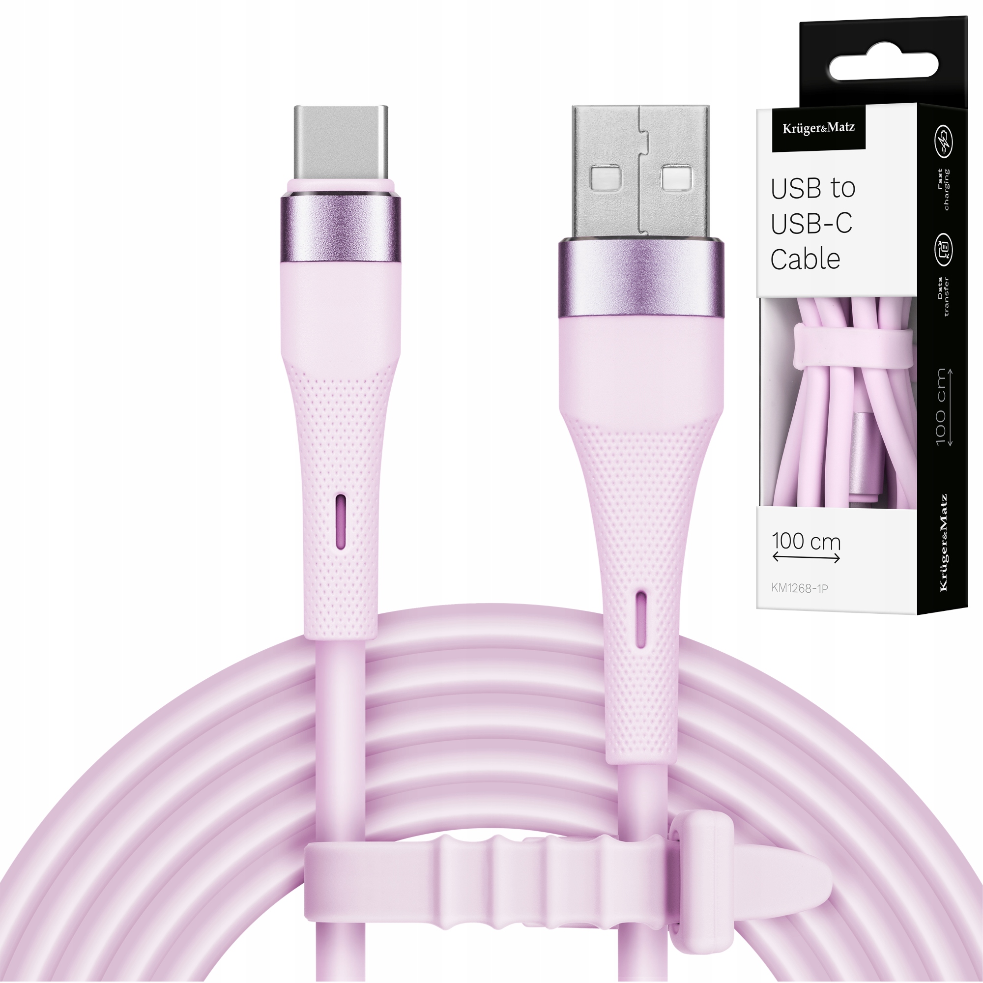 Kabel USB-A - USB-C 1 m Różowy Kruger&Matz KM1268 – Idealne połączenie stylu i funkcjonalności